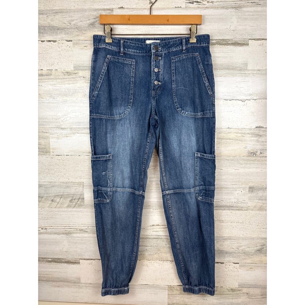 Sundance Womens 6 Blue Jolienne Denim Cargo Joggers Relaxed Cotton
